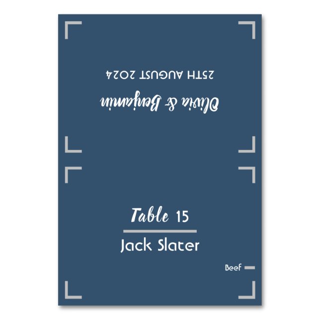 Cartão de Mesa de Casamento de Script Manuscrito S (Frente)