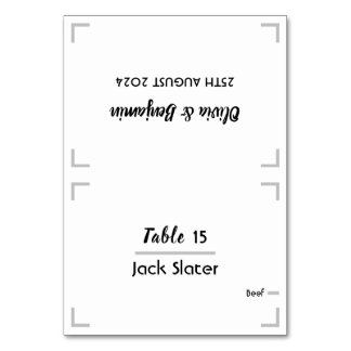 Cartão de Mesa de Casamento de Script Simples Manu