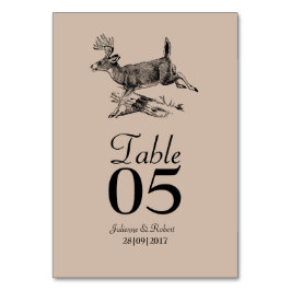 Cartão de Mesa de Casamento de Veado Rustic