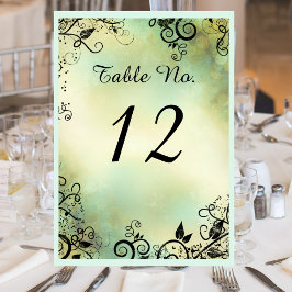 Cartão de Mesa de Casamento Deco Leaf de Noite Enc