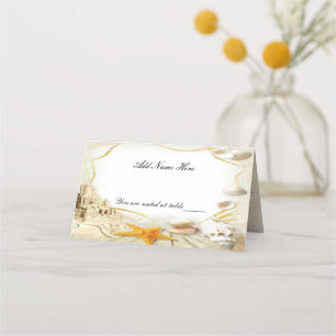 Cartão de Mesa de Casamento do Castelo de Areia d
