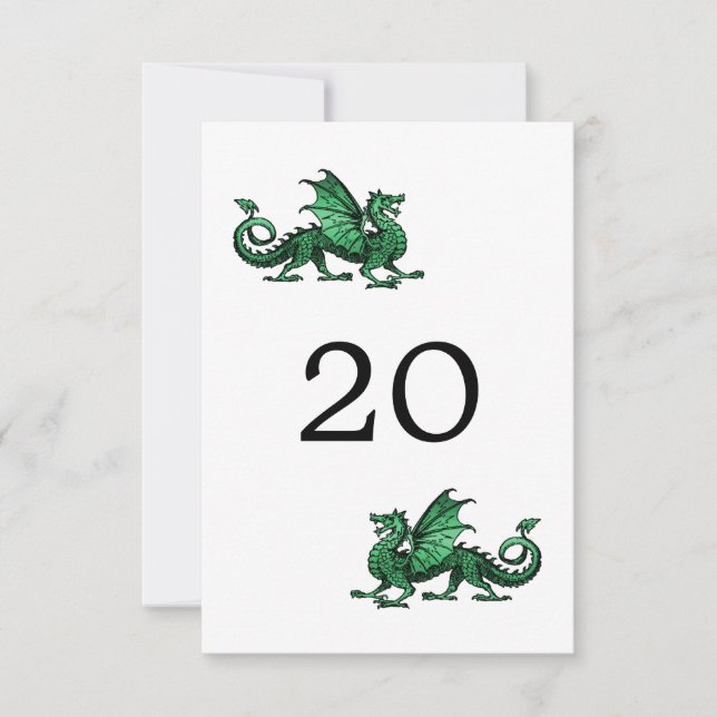 Cartão de Mesa de Casamento do Dragão Verde (Frente)