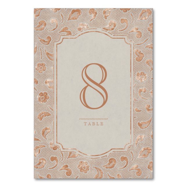 Cartão de mesa de casamento do Kraft gold Lace cou (Frente)