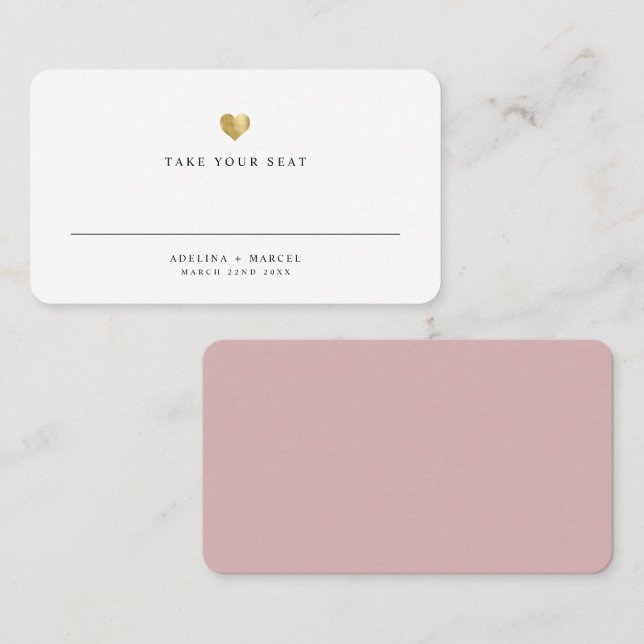 Cartão de Mesa de Casamento Dourado Elegante Moder (Frente/Verso)