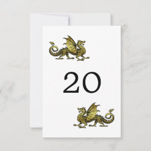 Cartão de Mesa de Casamento Dragão Dourado