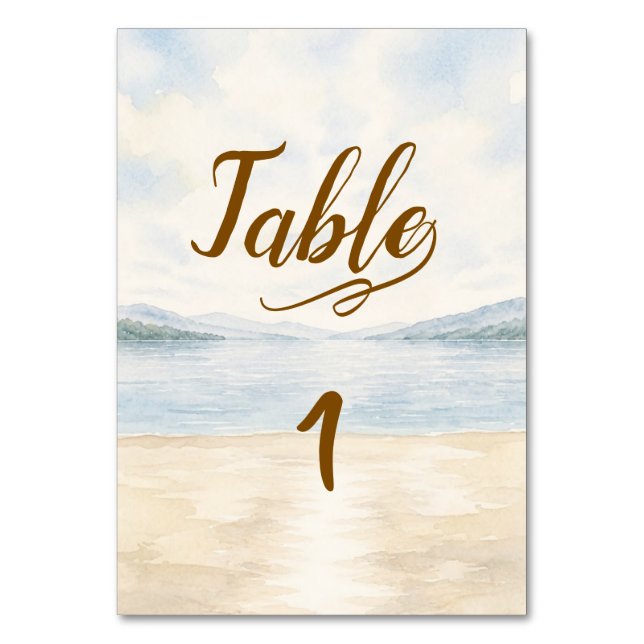 Cartão de Mesa de Casamento Elegante no Lago da Mo (Frente)