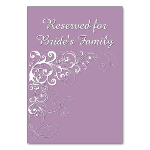 Cartão de Mesa de Casamento Elegante Violet Reserv