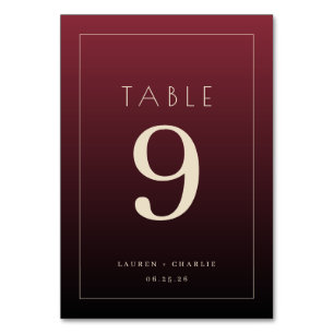 Cartão de Mesa de Casamento em Serif Burgundy Sofi