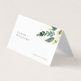 Cartão de Mesa de Casamento Floral Branco