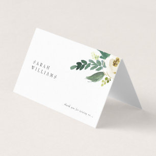 Cartão de Mesa de Casamento Floral Branco