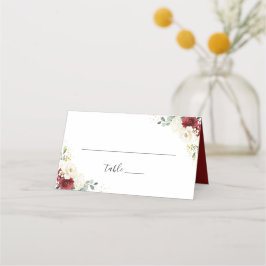 Cartão de Mesa de Casamento Floral Branco Vermelho