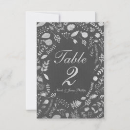 Cartão de Mesa de Casamento Floral Cinza Carvão e