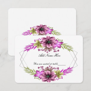 Cartão de Mesa de Casamento Floral em Aquarela Ros