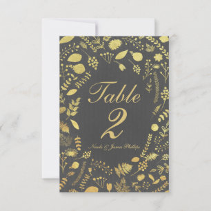 Cartão de Mesa de Casamento Floral em Cinza Carvão