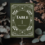 Cartão de Mesa de Casamento Gótico de Olive Vintag<br><div class="desc">Design de casamento elegante e moderno inspirado num cartão de tarô. Os itens são impressos exatamente como aparecem na tela quando você adiciona ao carrinho, por isso personalize e adicione cada número de tabela que você precisa ao carrinho individualmente. Correspondência de Itens em nosso compro para um tema completo de...</div>