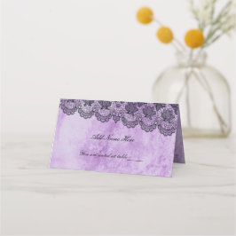 Cartão de Mesa de Casamento Gótico Roxo-Roxo de Lu
