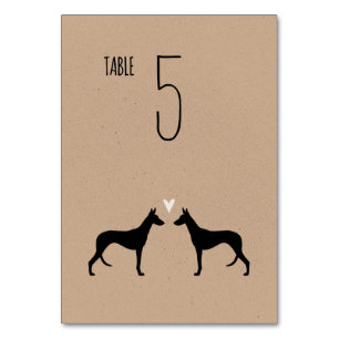 Cartão de Mesa de Casamento Ibizan Hound Silhouett