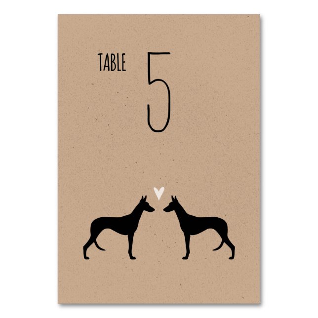 Cartão de Mesa de Casamento Ibizan Hound Silhouett (Frente)