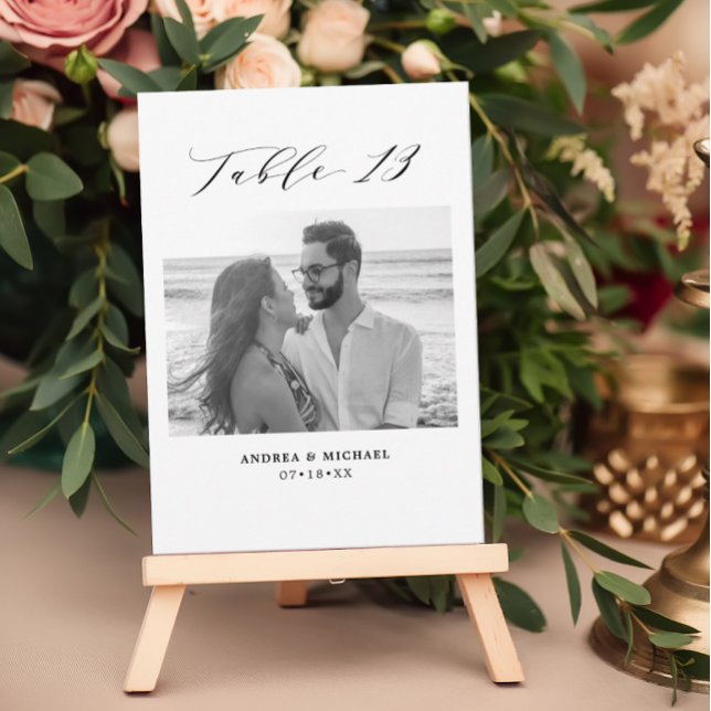 Cartão de Mesa de Casamento Minimalista 13 Número  (Criador carregado)