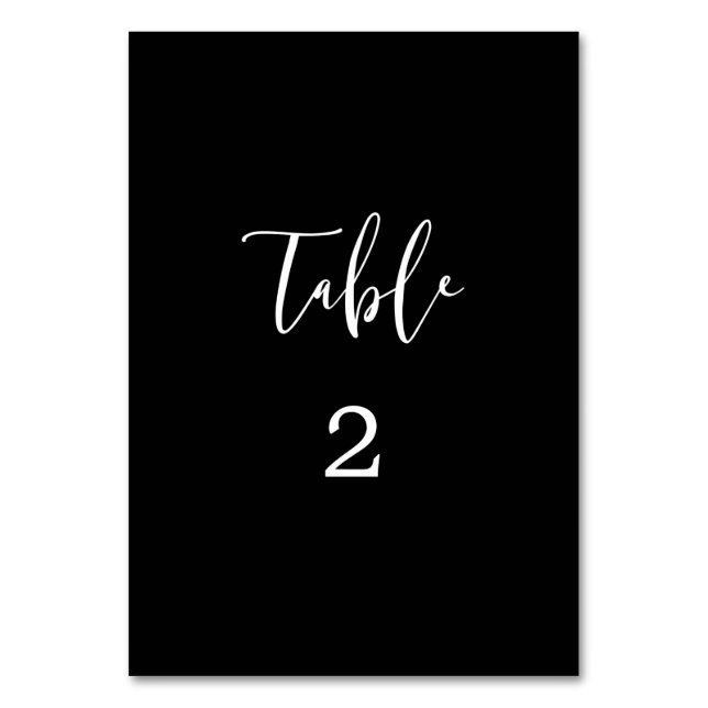 Cartão de Mesa de Casamento Negro e Branco (Frente)