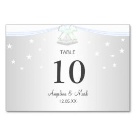 Cartão de Mesa de Casamento Prata Branco