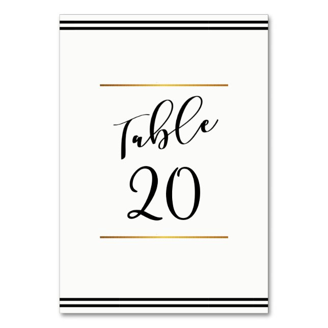 Cartão de Mesa de Casamento Preto e Branco (Frente)