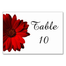 Cartão de Mesa de Casamento Red Gerbera Daisy