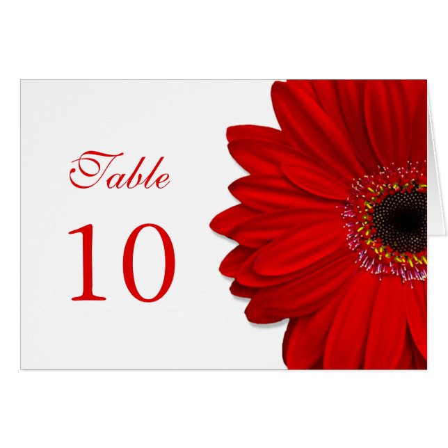 Cartão de Mesa de Casamento Red Gerbera Daisy (Frente Horizontal)