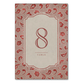 Cartão de mesa de casamento russo do Kraft red Lac