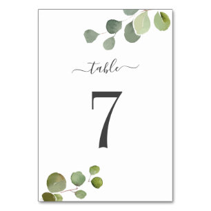 Cartão de Mesa de Casamento Russo Eucalyptus com L