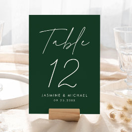 Cartão de Mesa de Casamento Verde com Roteiro Mini