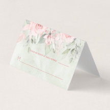 Cartão de Mesa de Convidado para Rosas Blushing