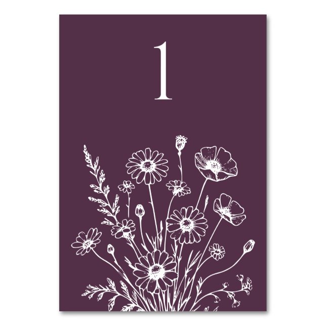 Cartão de Mesa de Elegância de Flor Selvagem (Frente)