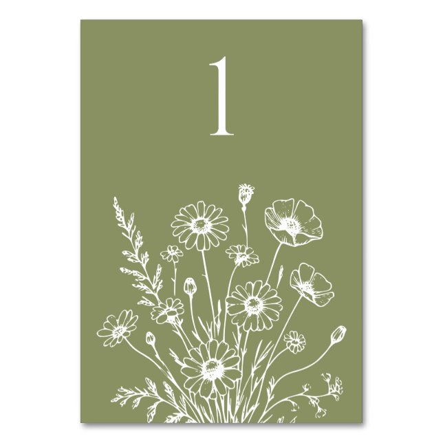 Cartão de Mesa de Elegância de Flor Selvagem (Frente)