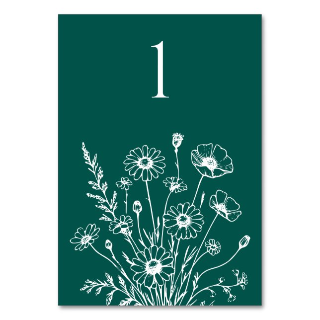 Cartão de Mesa de Elegância de Flor Selvagem (Frente)