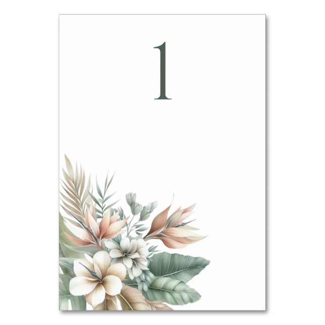 Cartão de Mesa de Elegância Tropical de Watercolor (Frente)