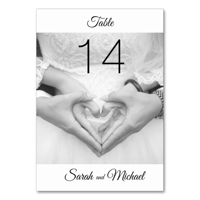 Cartão de Mesa de Foto Tradicional Elegante (Frente)