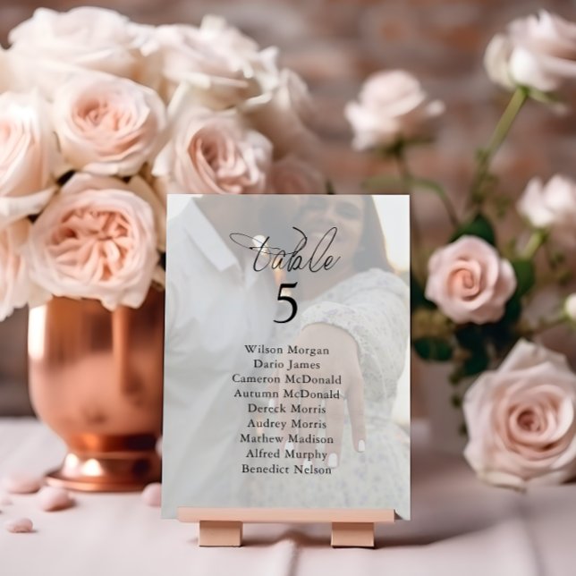 Cartão de Mesa de Gráfico de Casamento de Foto Ele (Criador carregado)