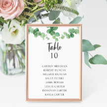 Cartão de Mesa de Gráfico de Casamento Eucalyptus