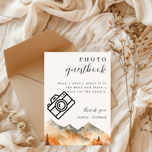 Cartão de Mesa de Guestbook Foto de Casamento de M