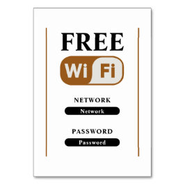 Cartão de Mesa de Metal com Wifi Grátis Minimalist