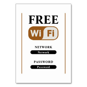 Cartão de Mesa de Metal com Wifi Grátis Minimalist