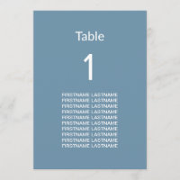 Cartão de Mesa de Nomes de Convidado Azul Moderno 