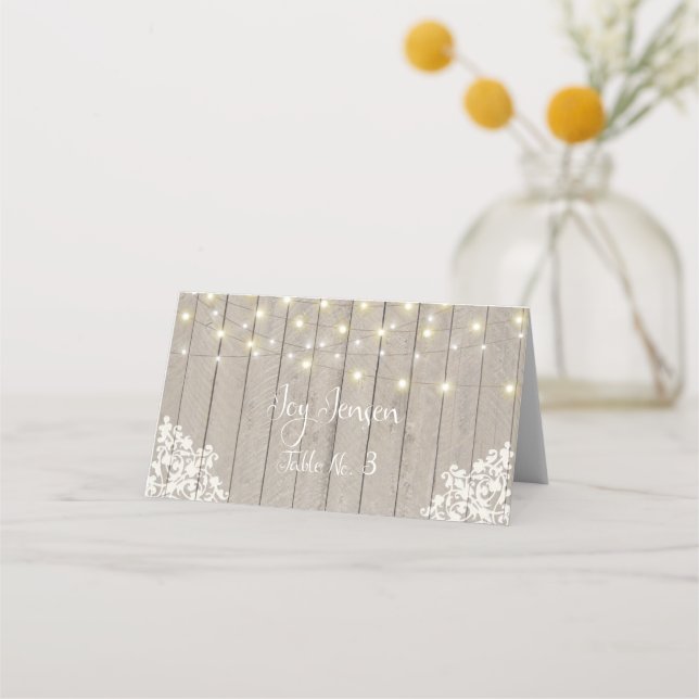 Cartão de Mesa de Recepção com Aparência de Madeir (Frente)
