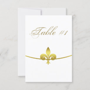 Cartão de Mesa de Recepção Golden Fleur de Lis