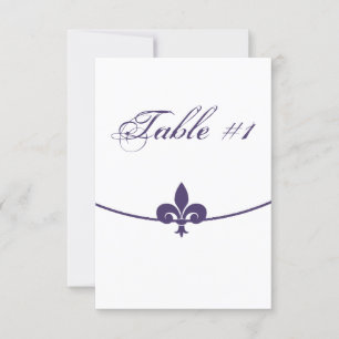 Cartão de Mesa de Recepção Purple Fleur de Lis
