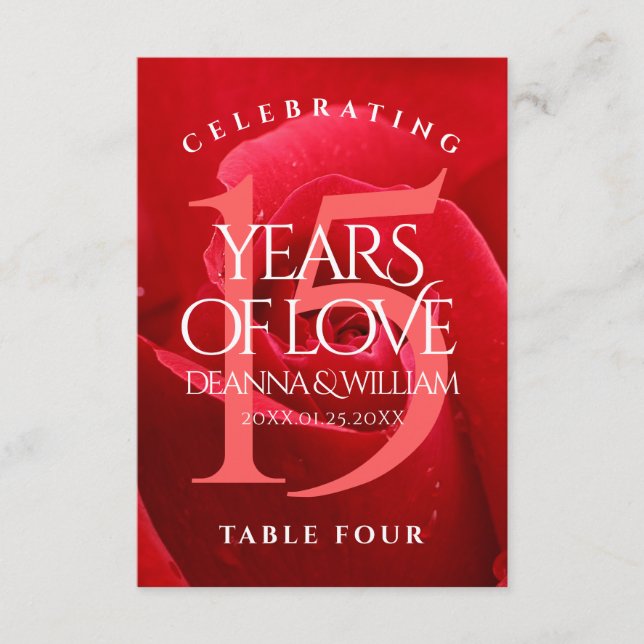 Cartão de Mesa de Rosa de Casamento Elegante (Frente)