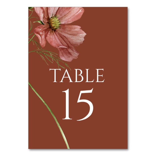 Cartão de Mesa de Terracota Floral Simples Moderna (Frente)