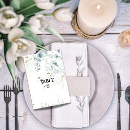 Cartão de mesa de verde eucalipto aquarela