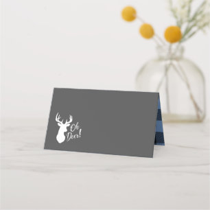 Cartão De Mesa Deer Hunting Lodge Chá de fraldas Antlers Boy Blue